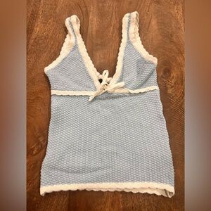 Forever 21 Knitted Tank Top Baby Blue